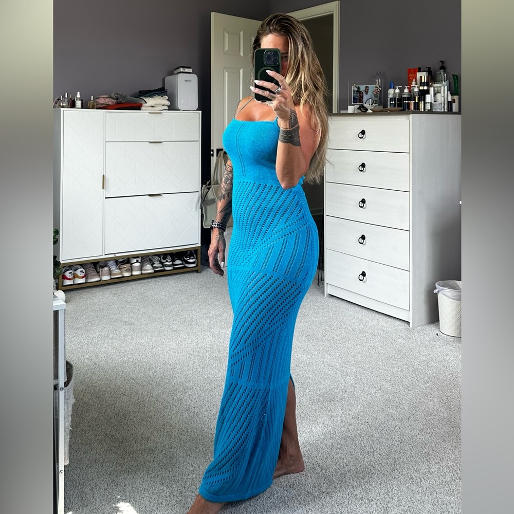 Crochet knit cover up dress